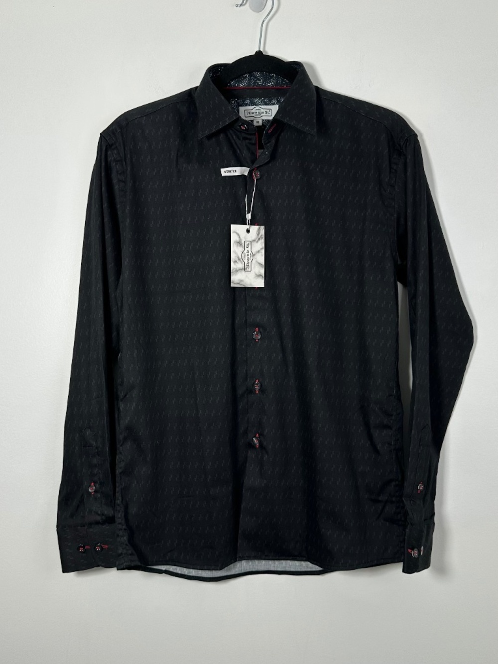 NEW 7 Downie St. Boys Size 18 Black Dress Shirt Button Down Formal Pattern Prom